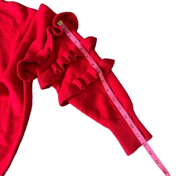 ANTHROPOLOGIE Line & Dot Ruffle Red Sweater - Picture 3 of 6
